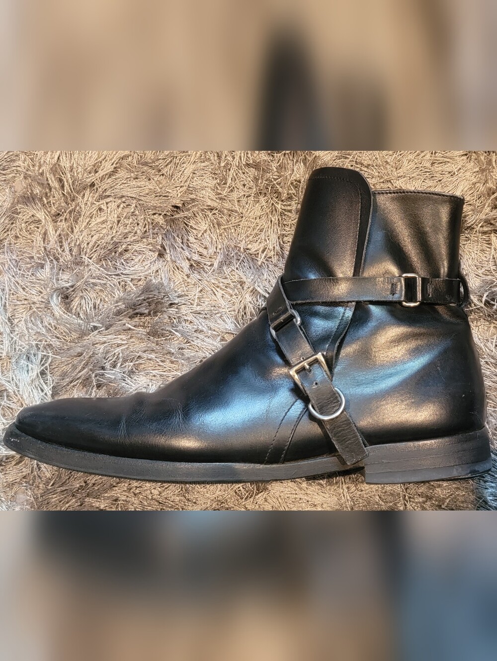 Prada Mens Black Leather Ankle Boots Size 10 9.5 US